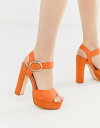 トリュフコレクション レディース サンダル シューズ Truffle Collection buckle platform heeled sandals Orange micro