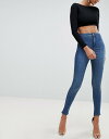 エイソス レディース カジュアルパンツ ボトムス ASOS RIVINGTON High Waist Denim Jeggings in Mid Blue Wash With Star Bum Detail Mid blue