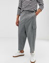 エイソス メンズ カジュアルパンツ ボトムス ASOS DESIGN drop crotch tapered smart pants with cargo pockets in gray Grey