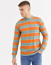 エイソス メンズ Tシャツ トップス ASOS DESIGN long sleeve striped t-shirt with authentic arm print Multi