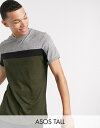 エイソス メンズ シャツ トップス ASOS DESIGN Tall t-shirt with contrast body panels in heavyweight twisted jersey Dark olive