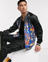 ブラッドブラザー メンズ ジャケット・ブルゾン アウター Blood Brother satin vasity jacket in print/black Print/black