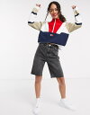 モンキ レディース デニムパンツ ボトムス Monki Bea straight leg raw hem long denim shorts in washed black Black
