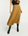 エイソス レディース スカート ボトムス ASOS DESIGN jersey pleated midi skirt in tan marl Tan