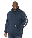 ショッピングシグネチャー カーハート メンズ パーカー・スウェット アウター Big & Tall Midweight Signature Sleeve Logo Hooded Sweatshirt New Navy
