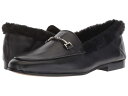 サムエデルマン レディース スリッポン・ローファー シューズ Loraine Black Leather Modena Calf Leather/Short Plush Fur