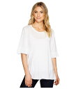 マイケルスターズ レディース シャツ トップス Cotton Supima Crew Neck with Ruffle Sleeve White