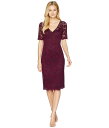 アドリアナ パペル レディース ワンピース トップス Short Sleeve Stretch Lace Cocktail Dress with Scattered Beads Rich Raisin