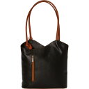 シャロレザーバッグス メンズ トートバッグ バッグ Two Toned Italian Leather Handbag with Contrast Stitch Midnight Black with Dark Tan Trim