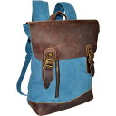 アールアンドアール メンズ バックパック・リュックサック バッグ Canvas Backpack Bag With Leather On Flap Blue