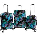 ベベ メンズ スーツケース バッグ Rosette 3 Piece Set Suitcase with Spinner Wheels Black/Purple