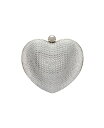 ニナ レディース クラッチバッグ バッグ Amorie Crystal Embellished Heart Minaudiere Clutch Silver