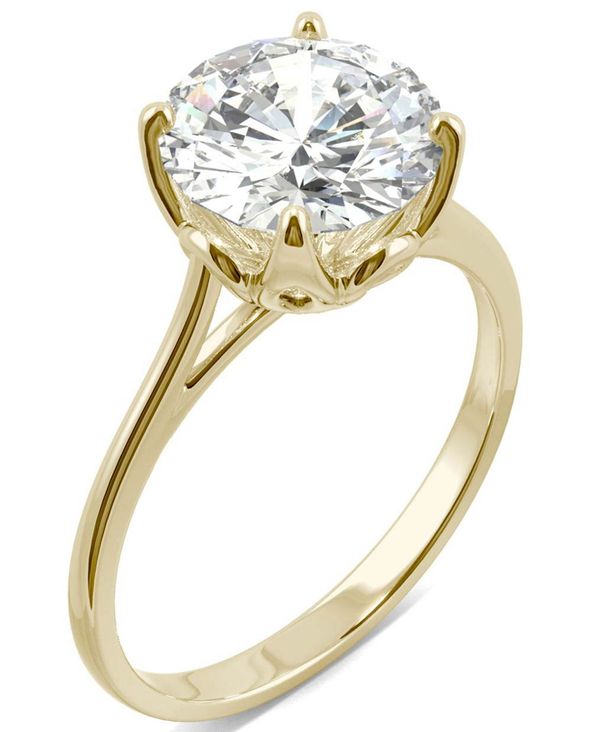 【送料無料】 チャールズ アンド コルバード レディース リング アクセサリー Moissanite Round Solitaire Ring (2-3/4 ct. tw. Diamond Equivalent) in 14k White Gold or 14k Yellow Gold Gold