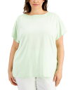ケレンスコット レディース シャツ トップス Plus Size Crochet-Trim Cotton Top Calm Aloe