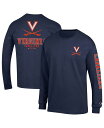 ショッピングチャンピオン チャンピオン メンズ Tシャツ トップス Men's Navy Virginia Cavaliers Team Stack Long Sleeve T-shirt Navy