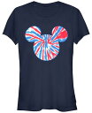 フィフスサン レディース Tシャツ トップス Women's Disney Mickey Classic Tie Dye Americana Short Sleeve T-shirt Navy