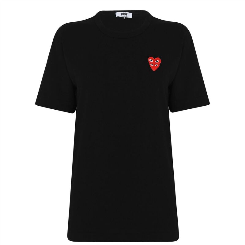 【送料無料】 コム・デ・ギャルソン メンズ Tシャツ トップス Play Double Heart T Shirt Black