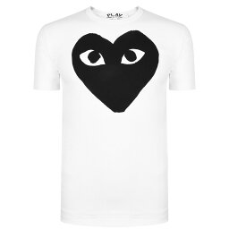 【送料無料】 コム・デ・ギャルソン メンズ Tシャツ トップス Big Peeping Heart T Shirt White/Black