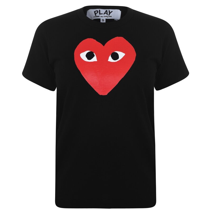 【送料無料】 コム・デ・ギャルソン レディース Tシャツ トップス Peeping Heart T Shirt Black/Red