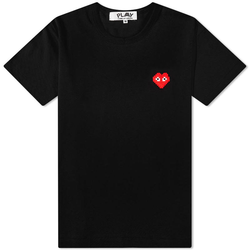 【送料無料】 コム・デ・ギャルソン レディース Tシャツ トップス Comme des Garcons Play Invader Heart T-Shirt Black