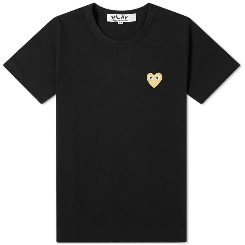 【送料無料】 コム・デ・ギャルソン レディース Tシャツ トップス Comme des Garcons Play Women's Gold Heart Logo T-Shirt Black