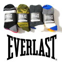 クォーターソックス 3Pセット EVERLAST エバーラスト メンズ ミドルソックス 靴下3足セット 厚手