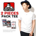 Tシャツ 2枚入り メンズ Tシャツ セット パックT 無地Tシャツ BEN DAVIS ベンデイビス Sサイズ XLサイズ ホワイト ブラック 綿 コットン