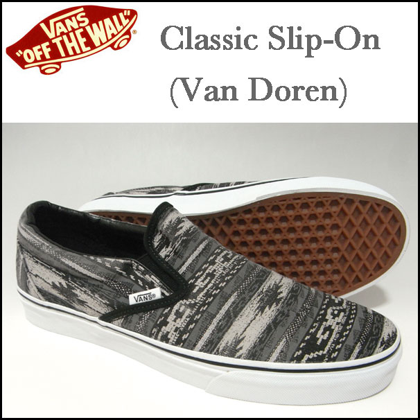 VANS/バンズ/スリッポン/レディースサイズ/スニーカー/CLASSIC SLIP-ON(Van Doren)/ストライプ/キャンバス/バンドーレン/VN-0QFD6G2【smtb-m】【YDKG-m】【2012新作！VAN DOREN コレクション！ネイティブ柄！ストライプ　スリッポン】