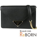 【美品 - 大変綺麗】PRADA/プラダ サフィアーノレザー チェーンショルダーバッグ SAFFIANO LUX(サフィアーノレザー) NERO(ブラック)×ゴールド金具 1BD318【安心保証付】【鑑定済】【中古】