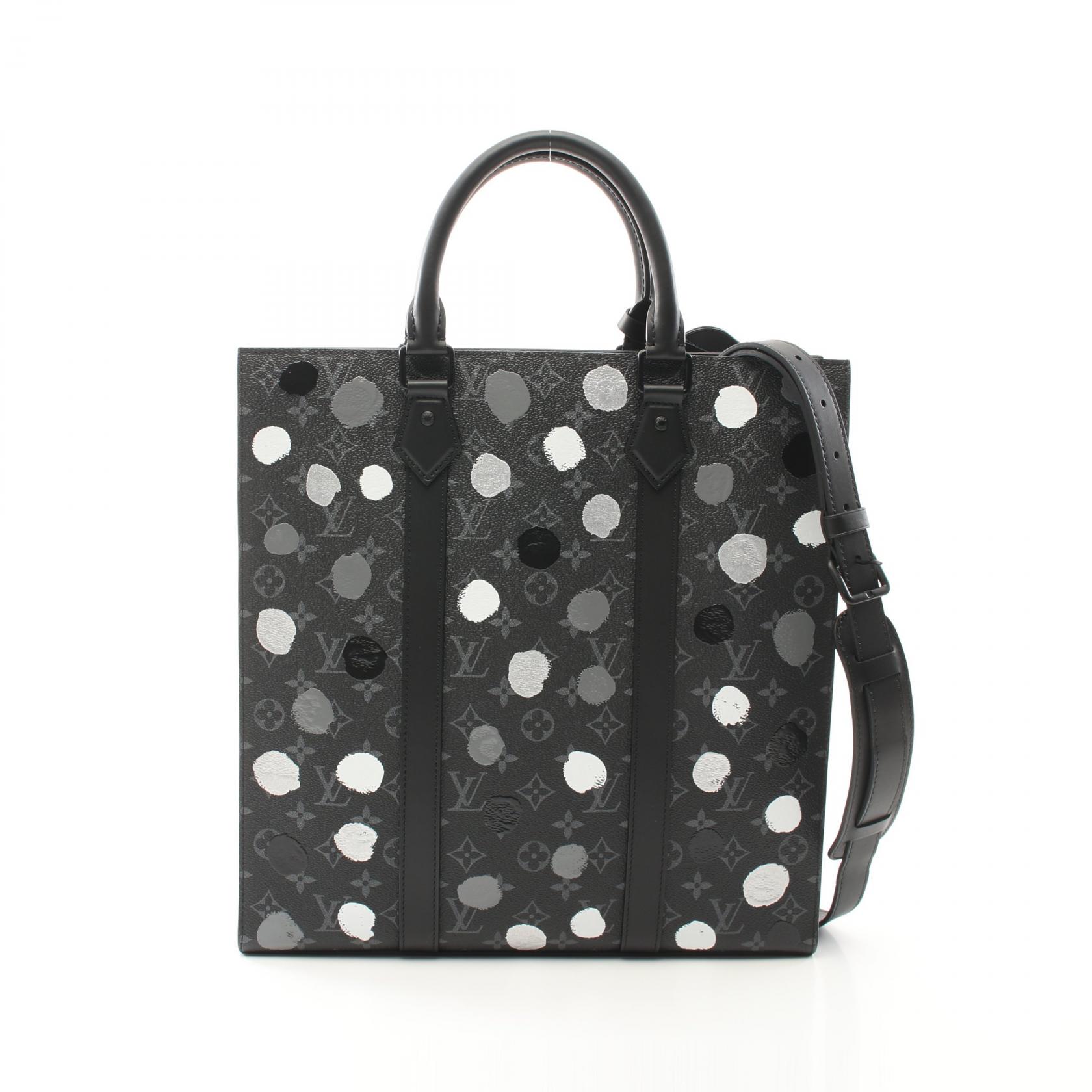 ルイ・ヴィトン LOUIS VUITTON LOUIS VUITTON × yayoi kusama サックプラ トートバッグ バッグ PVCコーティングキャンバス レザー ブラック系 / グレー系 / ホワイト系 M46404 【中古】