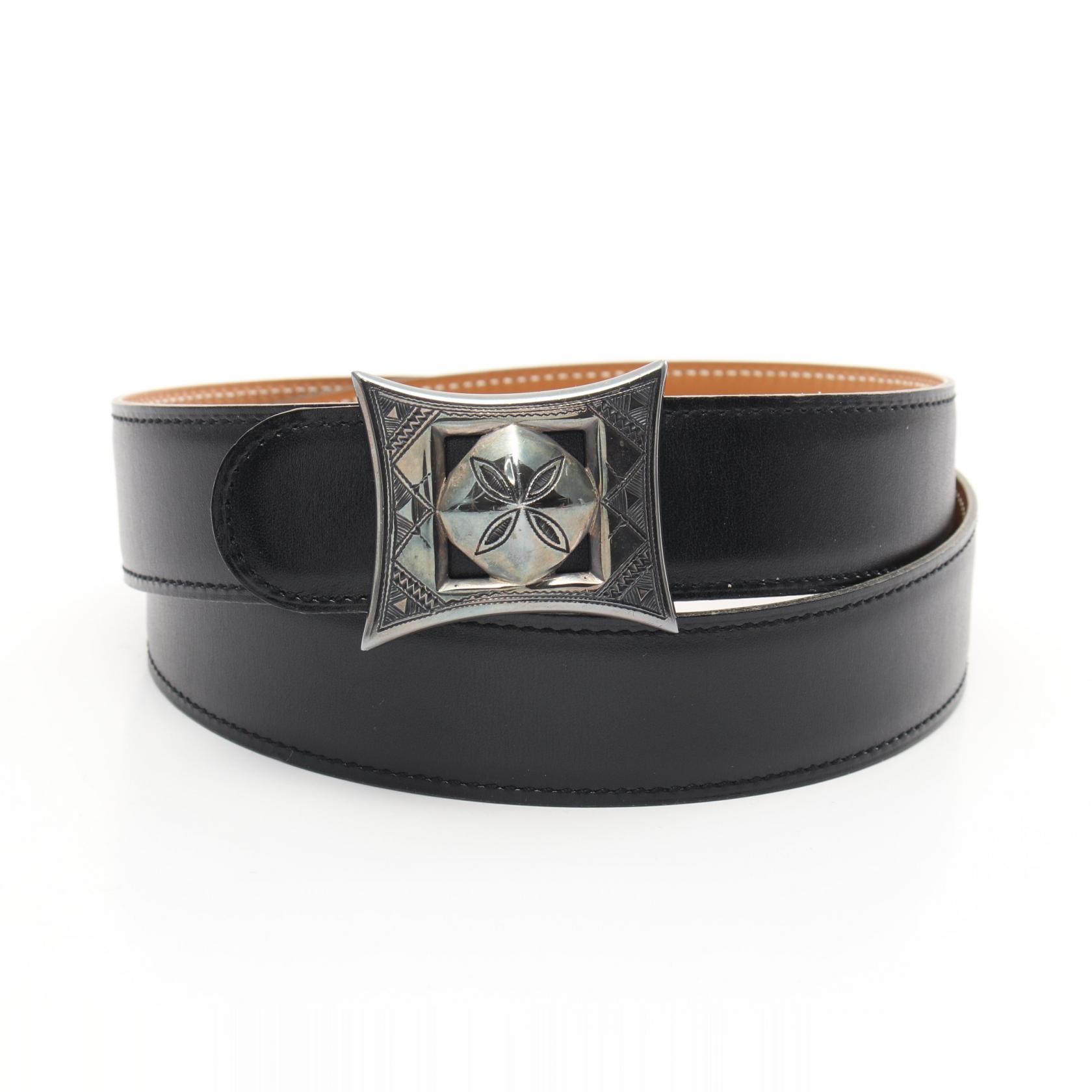 エルメス HERMES トゥアレグ ベルト 衣料品 カーフ（牛革） ヴォーバレニア ボックスカーフ ブラック系 / ベージュ系 【中古】