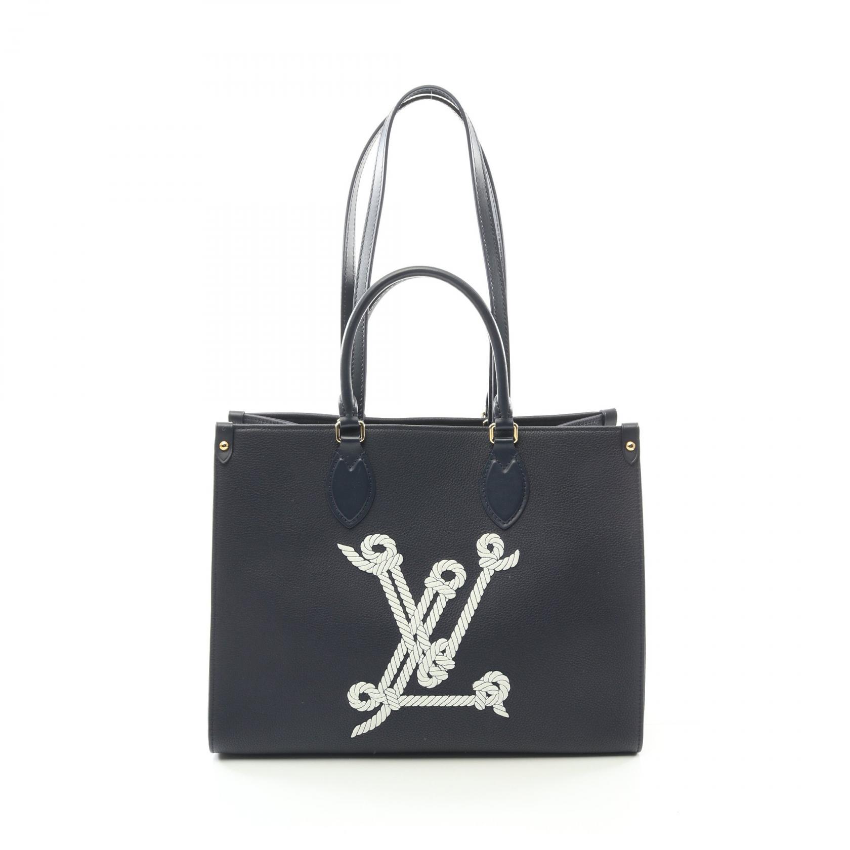 ルイ・ヴィトン LOUIS VUITTON オンザゴーMM セーラーズノット ノーティカル 1022 トートバッグ バッグ レザー ネイビー系 M24834 【中古】