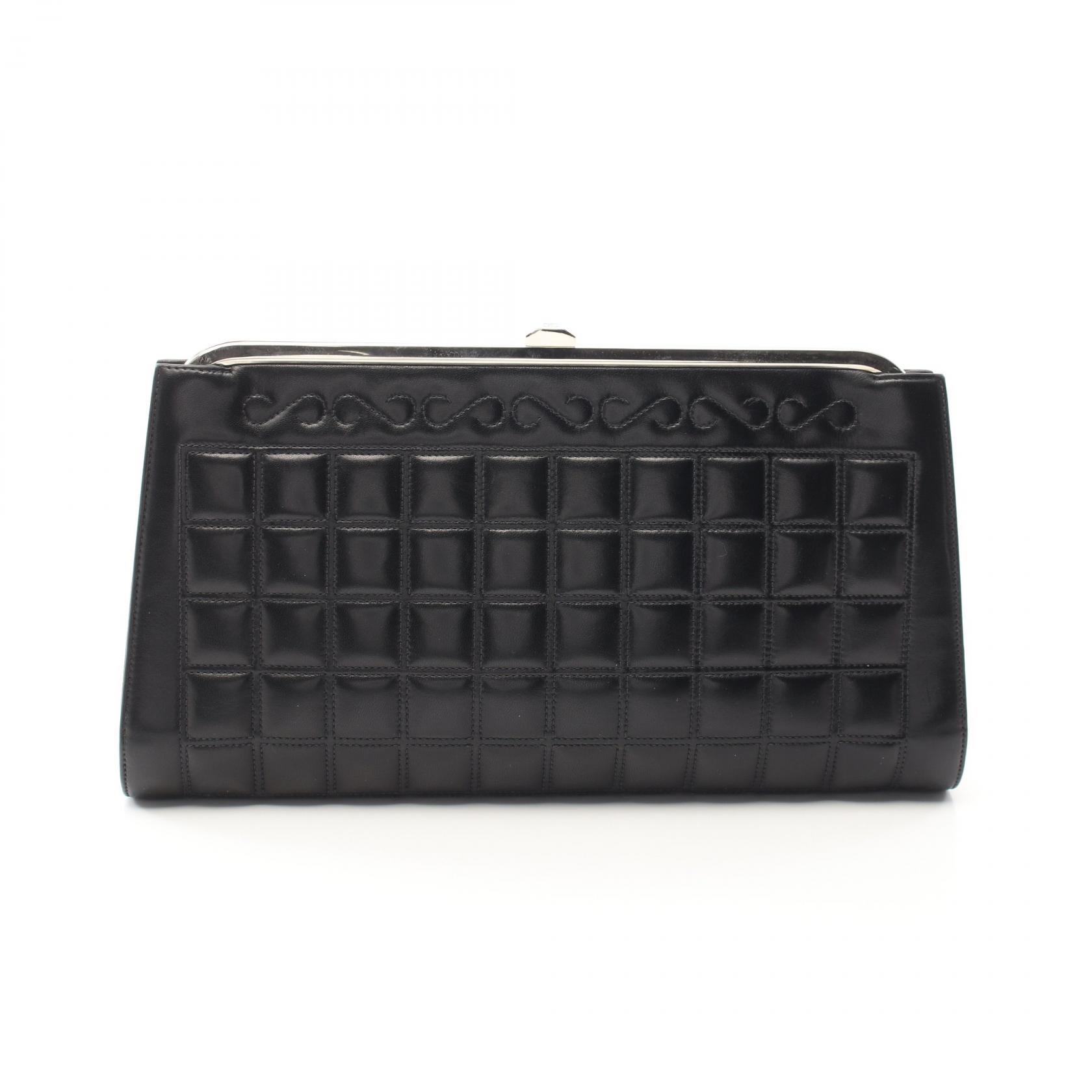 シャネル CHANEL チョコバー セカンドバッグ クラッチバッグ バッグ レザー ブラック系 【中古】