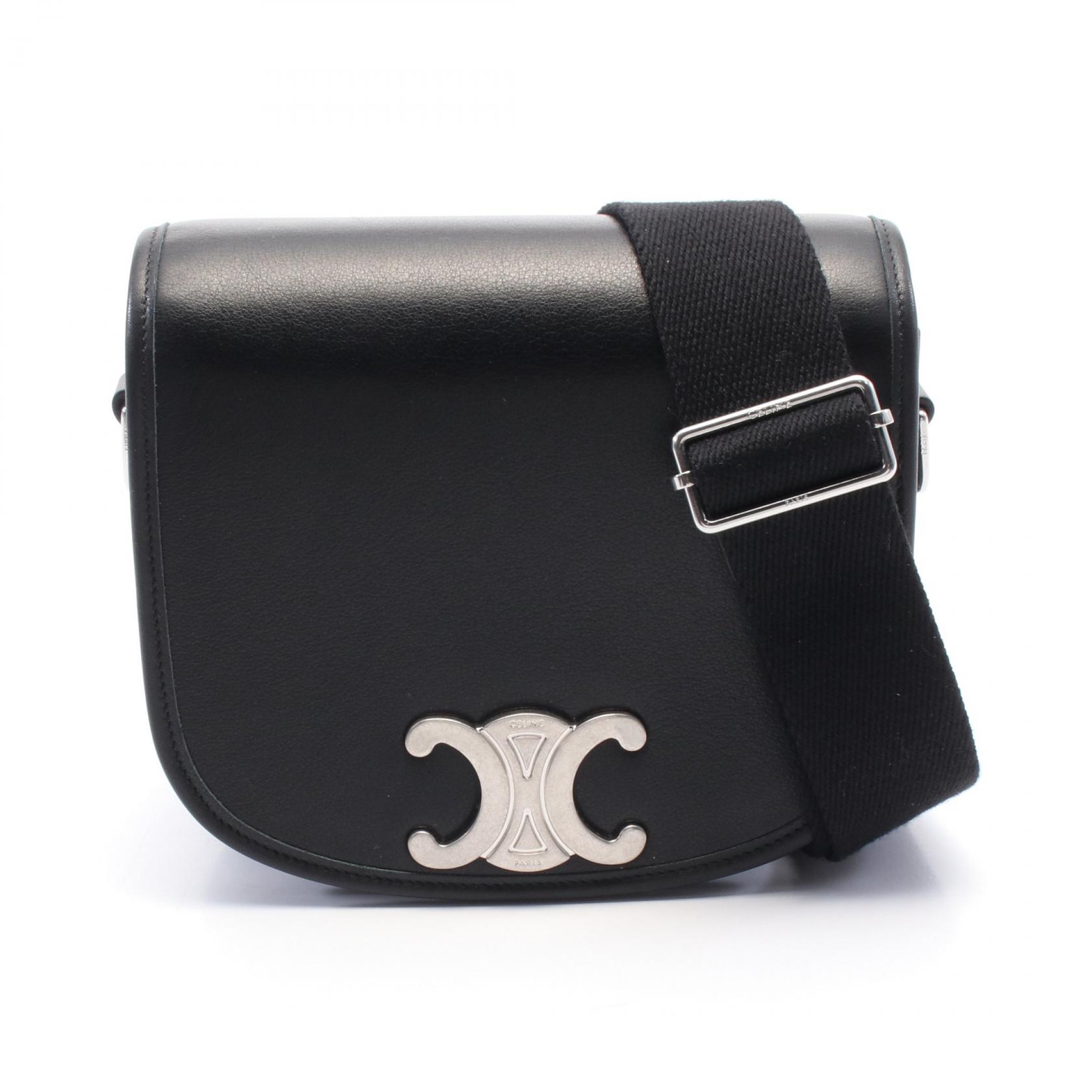 セリーヌ CELINE トリオンフ ショルダーバッグ バッグ レザー ブラック系 117883GAO38SI 【中古】