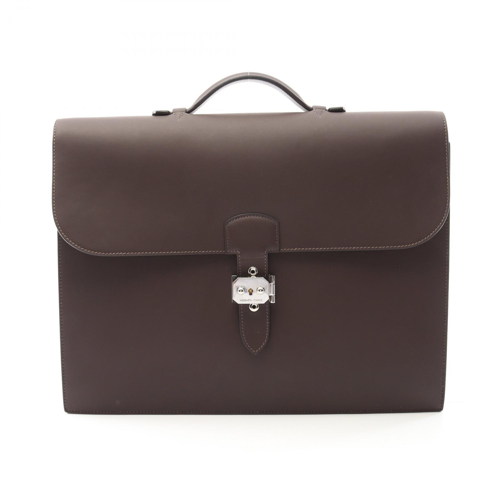 エルメス HERMES サックアデペッシュ38 ビジネスバッグ バッグ カーフ（牛革） ヴォーソンブレ ブラウン系 【中古】