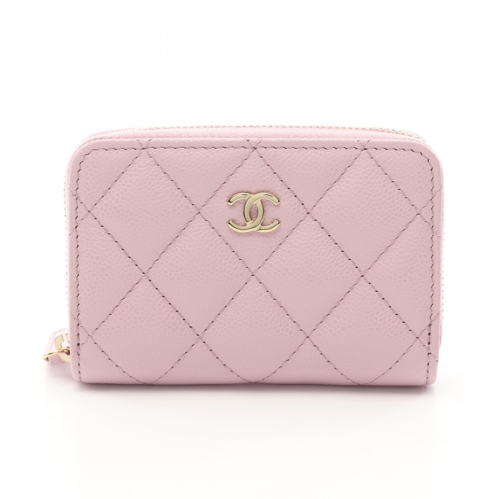 シャネル CHANEL クラシック ジップ コインパース マトラッセ コインケース 財布 カーフ（牛革） ピンク系 AP0216 【中古】