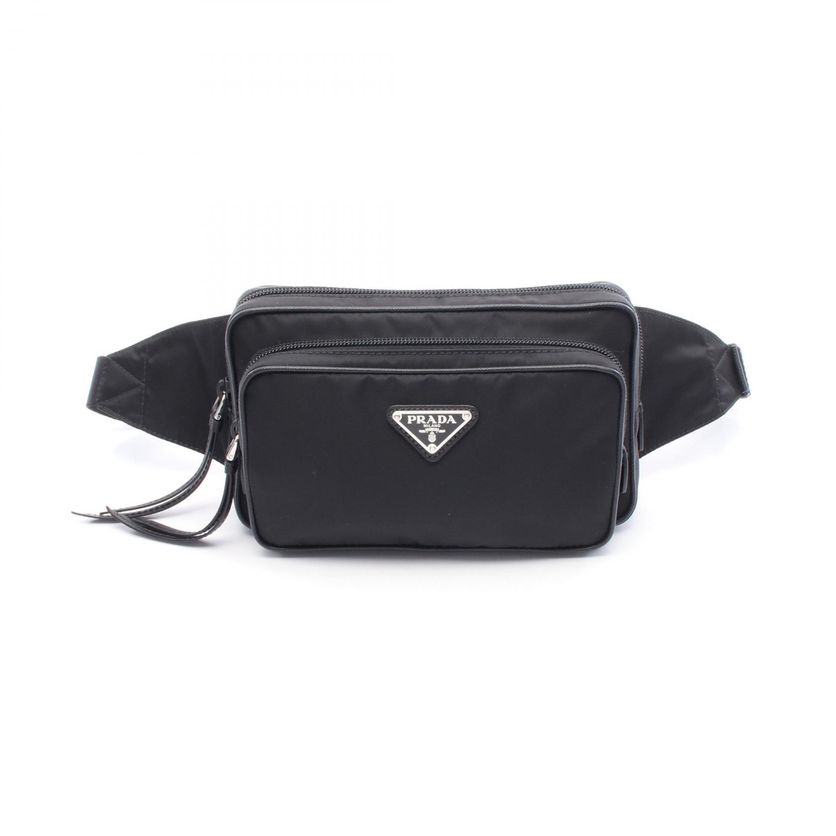 プラダ PRADA TESSTO ＋ SAFFIAN ウエストバッグ ボディバッグ バッグ ナイロン サフィアーノレザー ブラック系 1BL010 【中古】