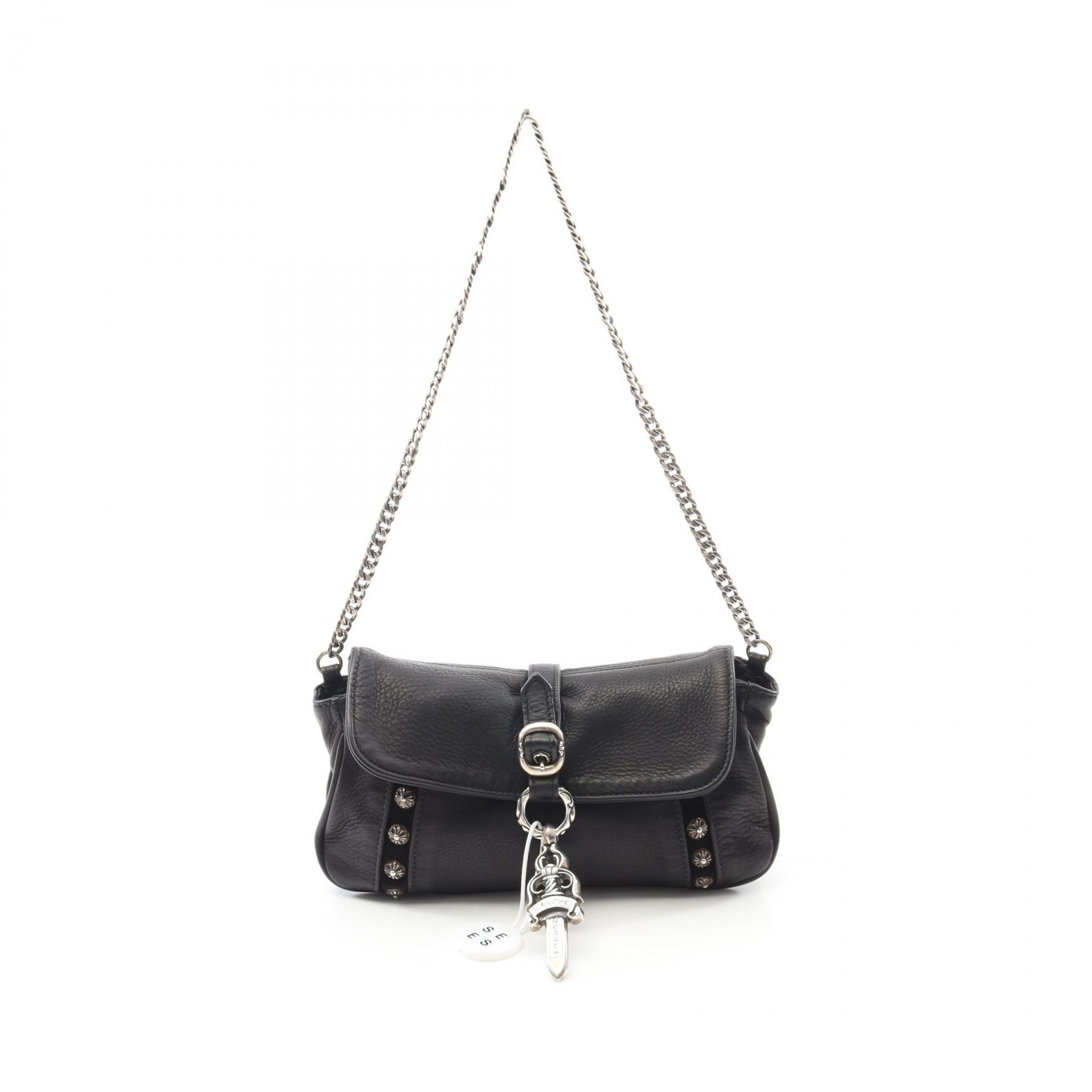クロムハーツ CHROME HEARTS ラージ ダガー クロスボール ショルダーバッグ バッグ レザー ブラック系 【中古】