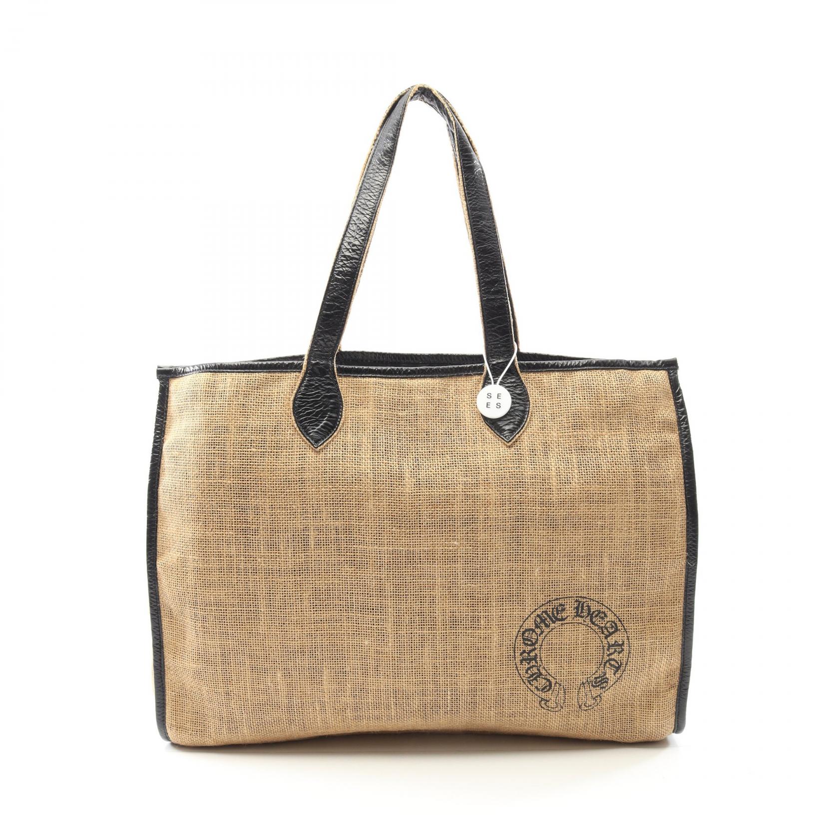クロムハーツ CHROME HEARTS HORSESHOE BEACH BAG トートバッグ バッグ レザー ファブリック ベージュ系 / ブラック系 【中古】