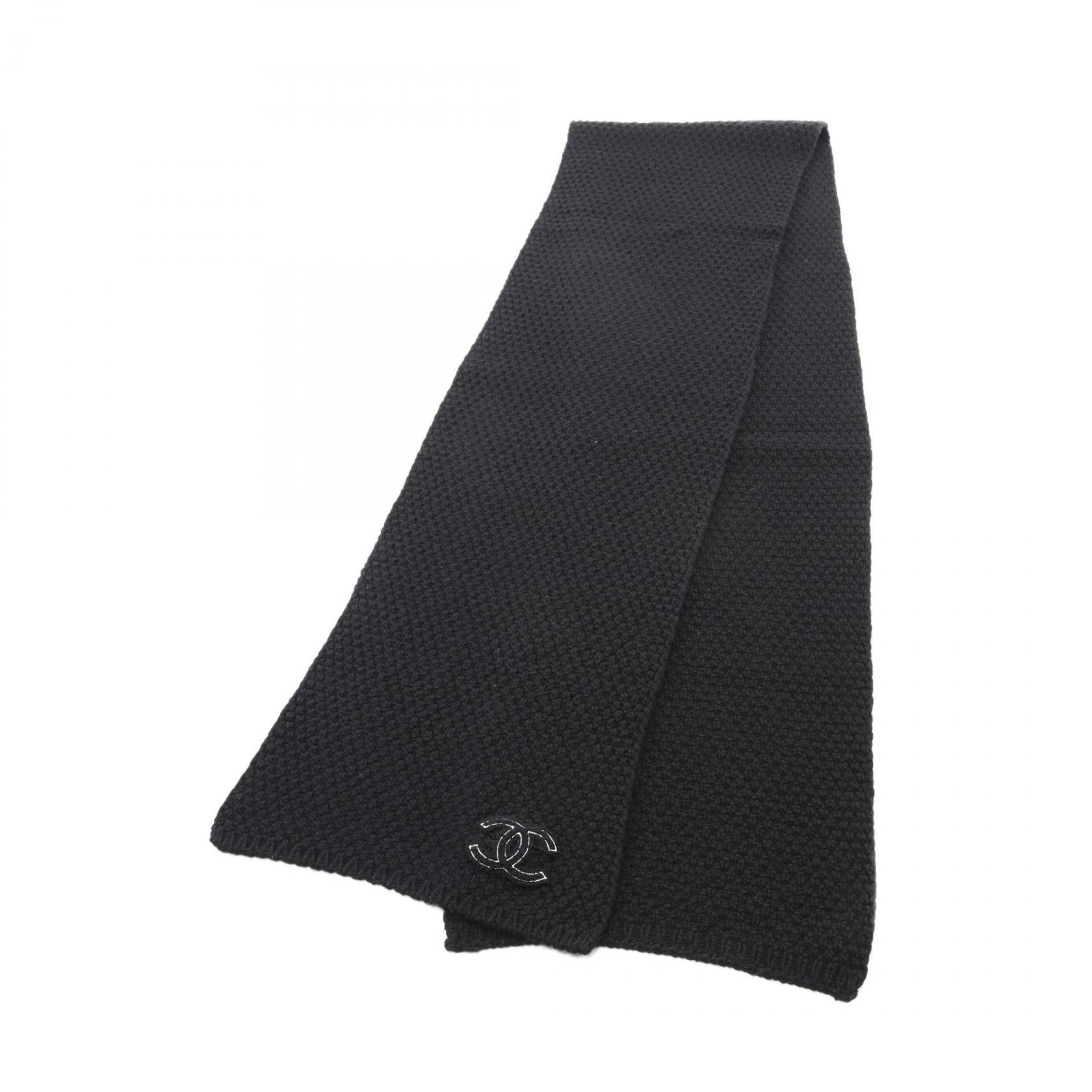 シャネル CHANEL ココマーク マフラー 衣料品 カシミヤ ブラック系 【中古】