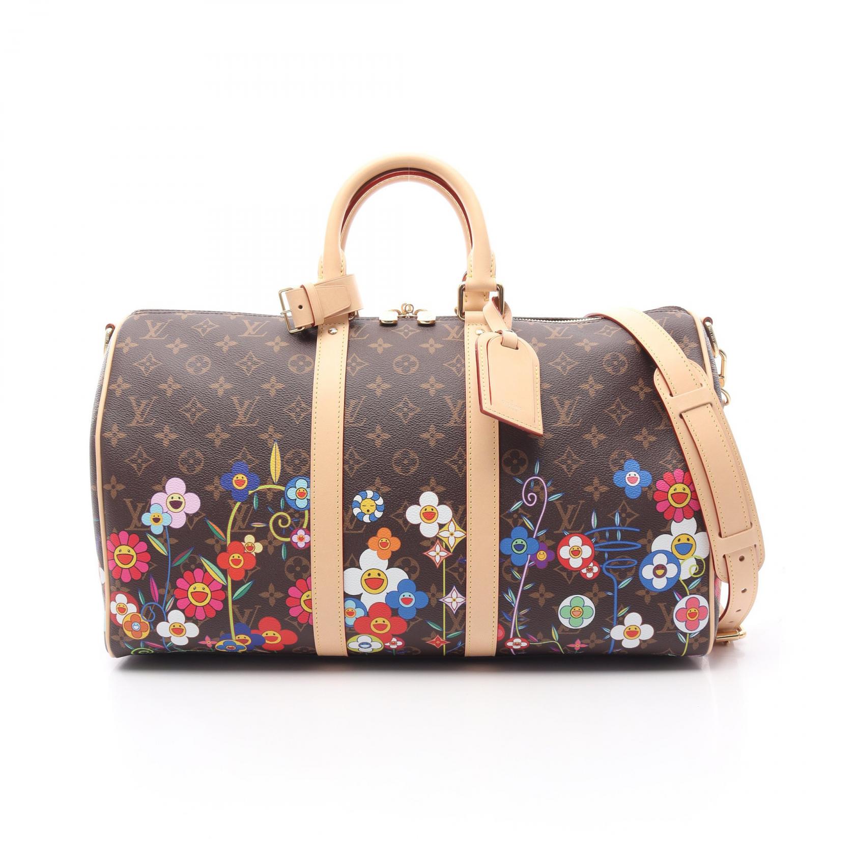 ルイ・ヴィトン LOUIS VUITTON LOUIS VUITTON × 村上隆 キーポル バンドリエール45 モノグラム ボストンバッグ バッグ PVCコーティングキャンバス レザー ブラウン系 / マルチカラー M14182 【中古】