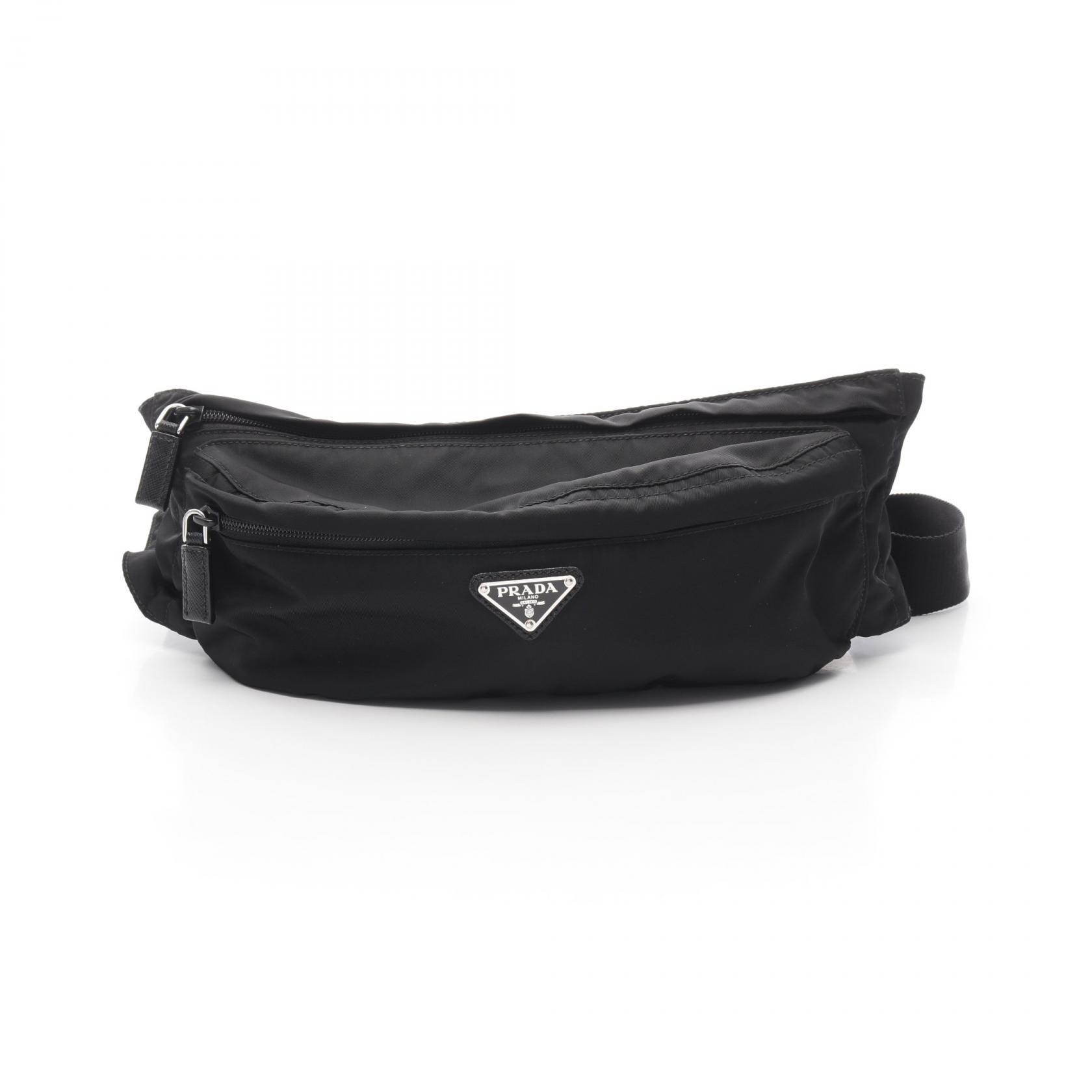 プラダ PRADA TESSUTO MONTAGN ウエストバッグ ボディバッグ バッグ ナイロン レザー ブラック系 【中古】