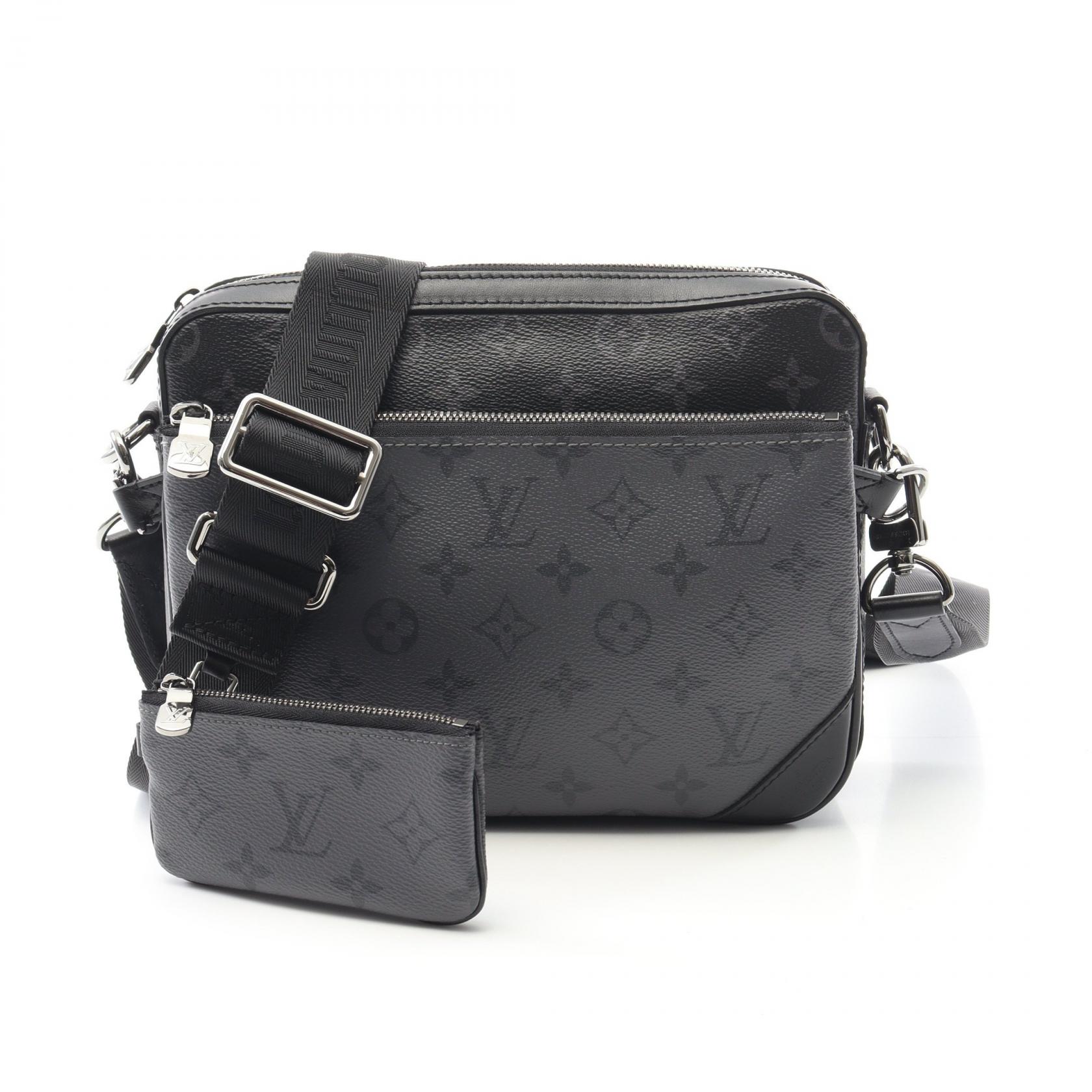 【15％OFFクーポン対象12/4 20時〜12/11 1:59 】ルイ・ヴィトン LOUIS VUITTON トリオ メッセンジャー ショルダーバッグ バッグ PVCコーティングキャンバス レザー モノグラム・エクリプス ブラック系 / グレー系 M69443 【中古】