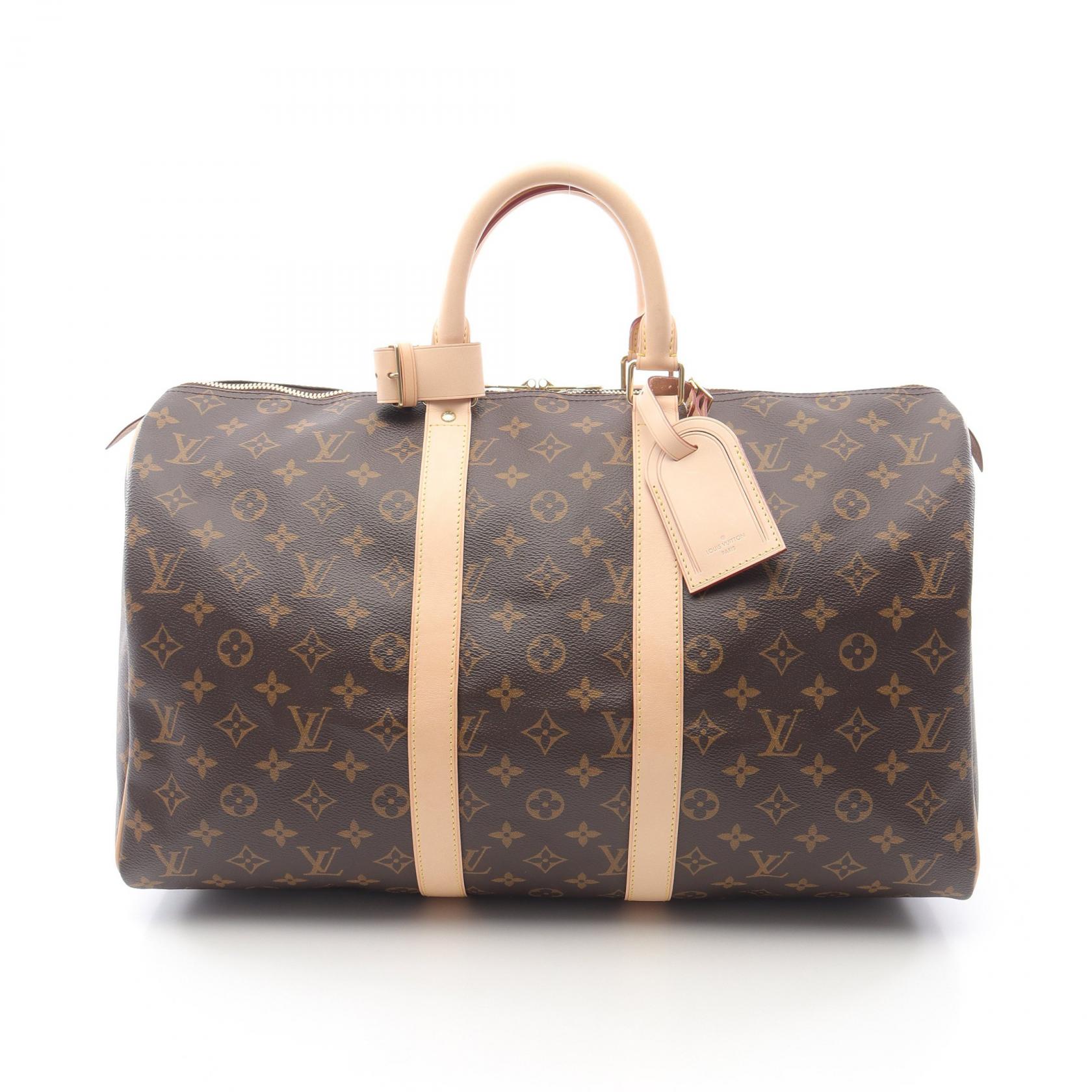 ルイ・ヴィトン LOUIS VUITTON キーポル45 ボストンバッグ バッグ PVCコーティングキャンバス レザー モノグラム ブラウン系 M41428 【中古】