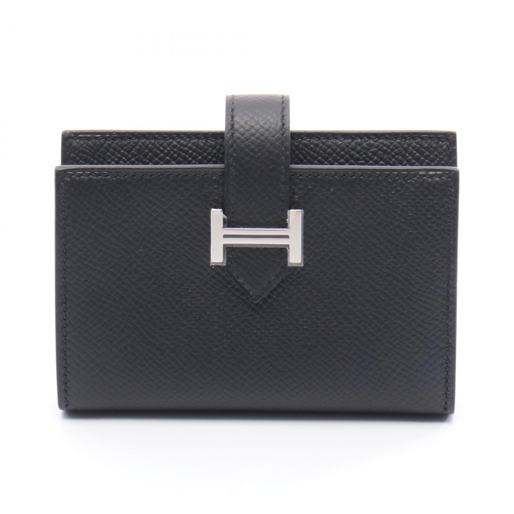 エルメス HERMES ベアンミニ カードケース アクセサリー レザー ヴォーエプソン ヴォーエプソン ブラック系 【中古】