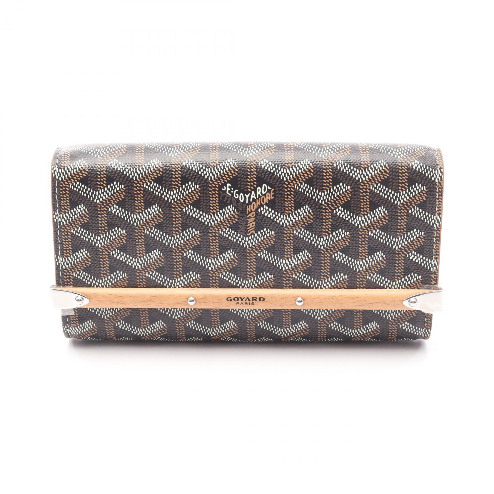ゴヤール GOYARD モンテカルロ ミニケース ポーチ バッグ PVCコーティングキャンバス ウッド ブラック系 MONTE2MINTY01CL03P 【中古】