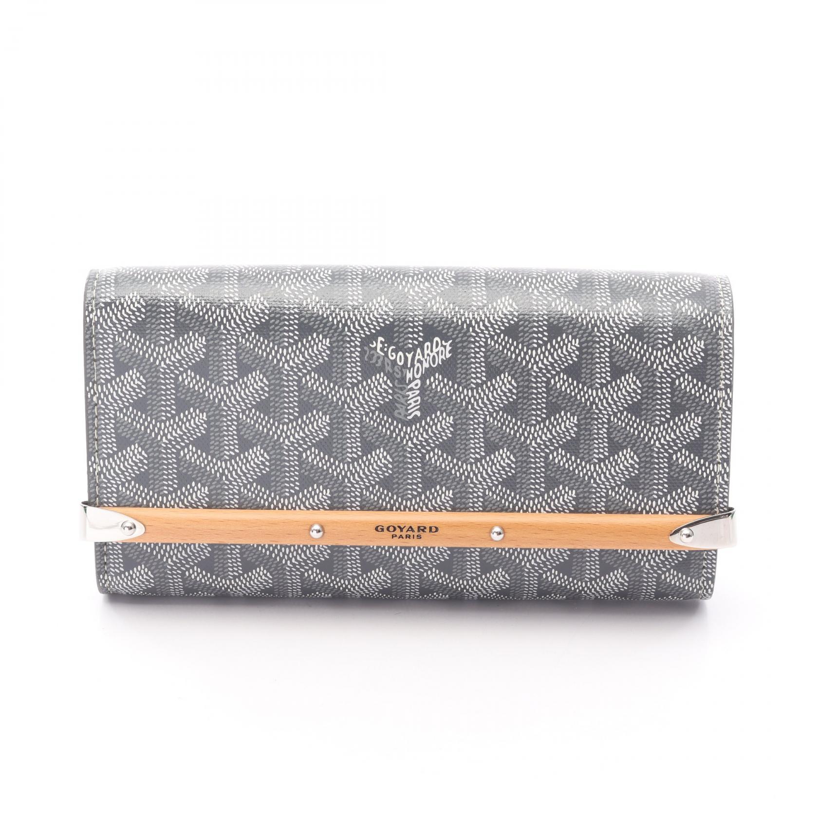 ゴヤール GOYARD モンテカルロ ミニケース ポーチ バッグ PVCコーティングキャンバス ウッド グレー系 MONTE2MINTY51CL51P 【中古】