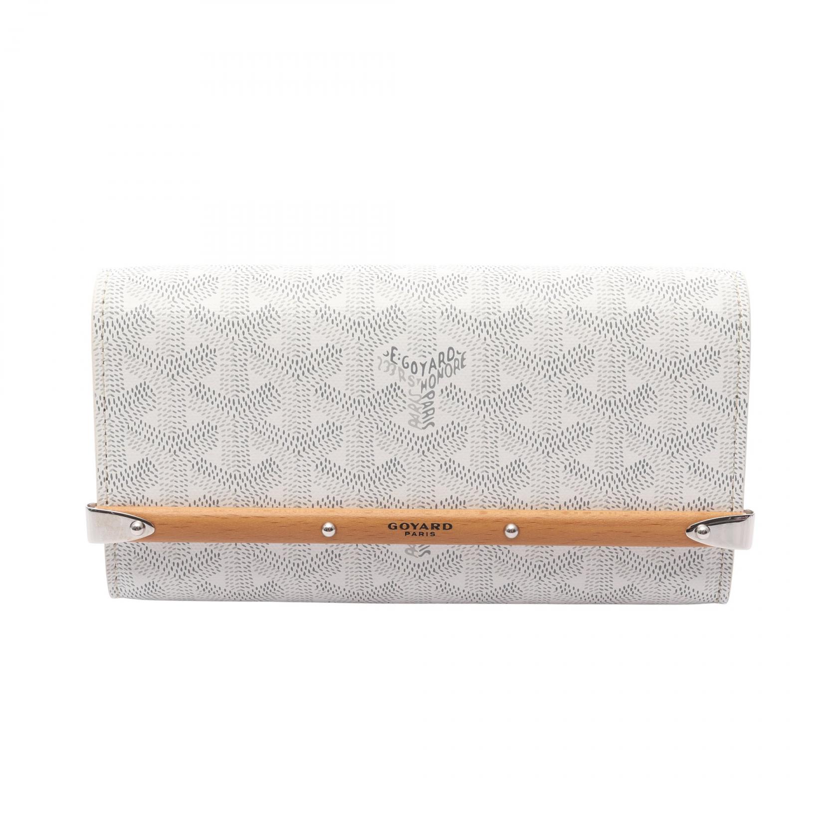 ゴヤール GOYARD モンテカルロ ミニケース ポーチ バッグ PVCコーティングキャンバス ウッド ホワイト系 MONTE2MINTY50CL50P 【中古】