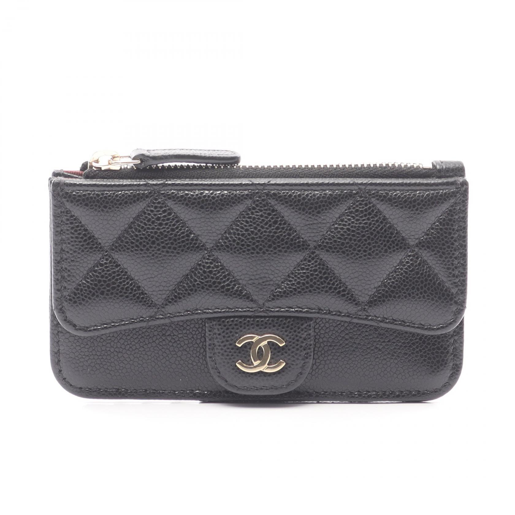 シャネル CHANEL クラシック コインケース 財布 レザー グレインドカーフスキン ブラック系 AP2570 【中古】