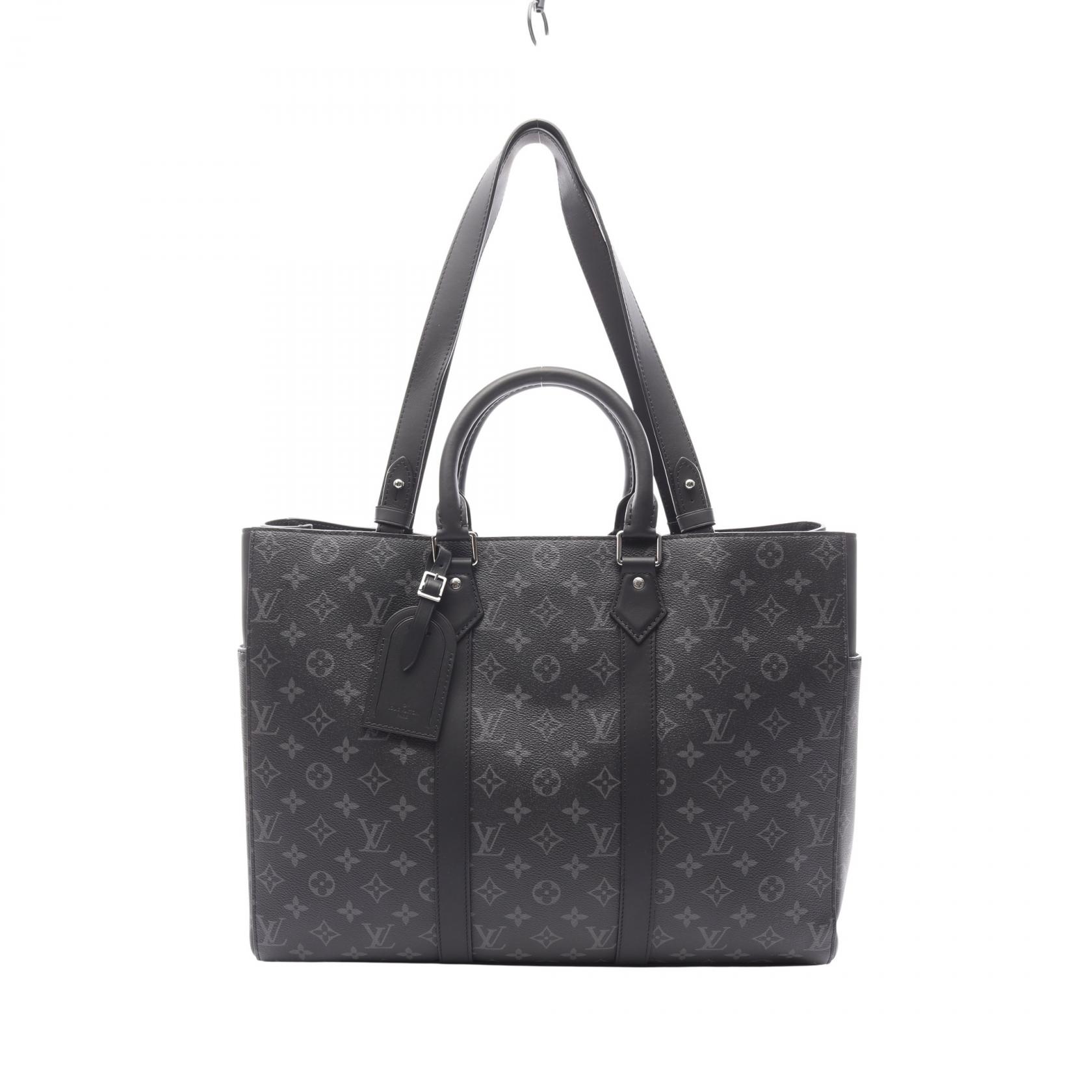 ルイ・ヴィトン LOUIS VUITTON サックプラ 24H トートバッグ バッグ PVCコーティングキャンバス レザー モノグラム・エクリプス ブラック系 M46451 【中古】